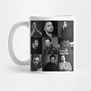 Sebastian Stan - Collage black and white Leo zodiac Mug